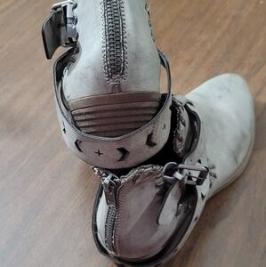 Ankle Grey Boots Cowboy Cut Out style